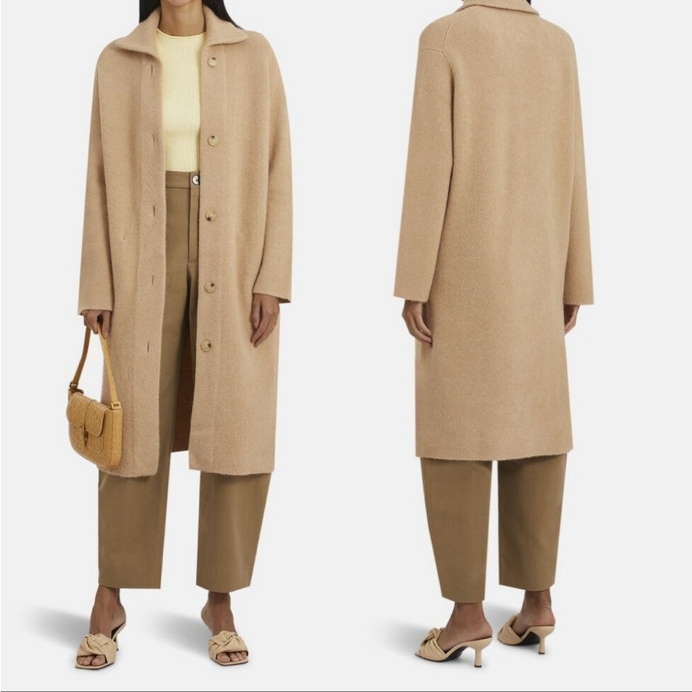 Vince Camel Beige Long Wool-Blend Coat